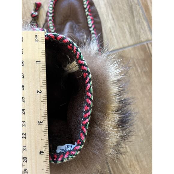 The needles Eye Handmade Animal Natural Fur Brown Moccasins Size 8 - Very Soft - Picture 5 of 14
